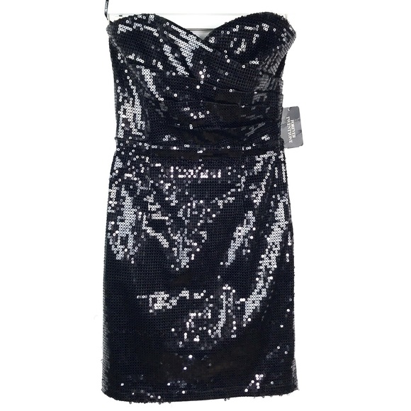 Forever 21 Dresses & Skirts - NEW Forever 21 Black Sequin Strapless Mini Dress Small Flaws